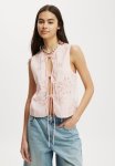 Cotton On Kyha Tie Front Vest - Frosted Rose Broderie