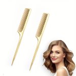 Golden Fine Tooth Rat Tail Comb Hair Styling Comb Practical Convenient Hair Care Hair Styling Tool Supplies