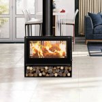 C&a Cristal 78 Double Sided - Freestanding Fireplace - Wood Log Holder Base