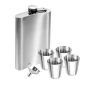 Multipurpose 9OZ Stainless Steel Hip Flask Funnel & 4 Cups Set - Silver