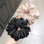 2PCS Large Ruched Scrunchies Solid Color Hair Rope Elastic Ponytail Holder Hair Ties Elegant Hair Accessories For Women Female