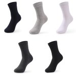 6 Pairs Men's Pure Cotton Solid Color Sweat Absorbing Business Socks Thin Mid Tube Crew Socks