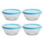 Premium 4-PIECE Glass Bowl Set With Colorful Lids 400ML Each