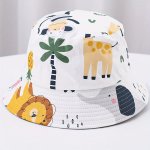 Boys' Cute Cartoon Animal Print Bucket Hat 100% Cotton Breathable Non-washable All-season New Year Occasion Themed Fitted Outdoo