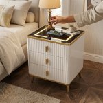 Smart Wireless Charging Bedside Table With Speakers - Navy