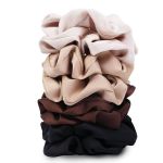 8 Pack Satin Scrunchies For Women Neutral Color Hair Ties Set