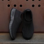Men's Trendy Solid Slip On Woven Knit Breathable Sock Shoes Comfy Non Slip Soft Sole Sneakers