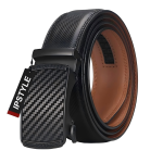 Genuine Leather Men's Ratchet Dress Belts Adjustable Automatic Alloy Buckle