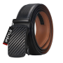 Genuine Leather Men's Ratchet Dress Belts Adjustable Automatic Alloy Buckle