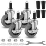 3 Inches Prep Table Wheels Set Of 4 Expanding Stem Caster Fit 3 4" And 7 8" Id Tube Leg With Side Brake For Stainless Steel