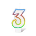 Birthday Number Candle Rainbow NO.3