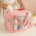 1PC Large Capacity Wet And Dry Separation Cosmetic Bag Portable Transparent Pvc Portable Storage Bag Travel Toiletry Bag