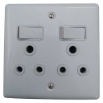 Lear Double Socket White 100X100MM Metal
