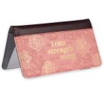Christian Art Gifts Checkbook Cover For Women With Inspirational Scripture - My Strength And My Song Pink Faux Leather Checkbook