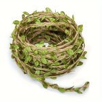 10M Natural Jute Twine With Green Leaves - 5MM Thick Hemp Rope For Wedding Birthday Party Decor & Crafts