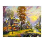 Diamond Painting Diy Kit Full Drill 50X40CM- Cabin And Bridge