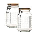 Buy 2 Jar Glass Bamboo Lid + Bulk Clip 1.6LT For R149