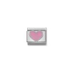 Composable Classic Link Pink Heart In Silver And Enamel