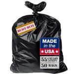 Extra Heavy Duty Black Contractor Garbage Bags 55 Gallon 50 Trash Bags Construction Grade 3 Mil Made In Usa