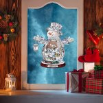 Christmas Snow Globe Lantern Decoration Hand-painted Holiday Village Scene With Glittery Snowman Festive Tabletop Decor Non-elec