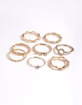 Goldair Gold Twisted Ring Stack Pack - M l