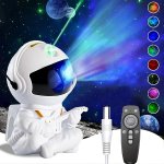 Astronaut Guitar Star Projector Night Light With LED Nebula Effects - Usb-powered Countertop Space Themed Lamp Remote Control &
