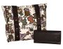 Fino Designer Print Faux Leather Shoulder Bag & Purse Set - Cream & Brown