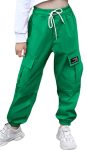 Sangtree Women's Cargo Pants Elastic Waist Drawstring Tapered Jogger Pants With Pockets For Women Green S