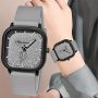 Casual Square Quartz Watch Minimalist Fashion Analog Silicone Band Wrist Watch For Men Women Students