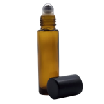 10ML Amber Glass Roll On Bottle With Black Aluminium Cap & Metal Ball