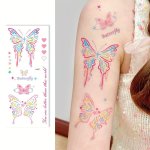 Y2K Large Butterfly Temporary Tattoo Watercolor & Star Patterns Rectangular Makeup-based Realistic Tattoo Sticker For Women Wate