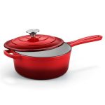 Homikit 3 Quart Saucepan With Lid Enameled Cast Iron Sauce Pan Enamel Cast Iron Cooking Pot MINI Dutch Oven Kitchen Cookware For