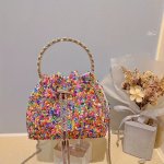 Colorful Bucket Bag For Women Trendy MINI Chain Crossbody Bag Luxury Drawstring Prom Purse - Perfect For Carnival Mardi Gras Mus