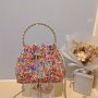 Colorful Bucket Bag For Women Trendy MINI Chain Crossbody Bag Luxury Drawstring Prom Purse - Perfect For Carnival Mardi Gras Music Festival