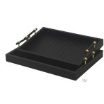 Black Shagreen Tray With Marble Handles