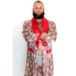 Mens Satin Robe - Brown red