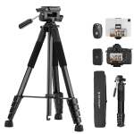 K&f Concept Lightweight Travel Tripod Bt Remote Removable 3-WAY Pan Head