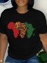 Map Print Crew Neck T-Shirt Casual Short Sleeve T-Shirt For Spring & Summer Women's Clothing