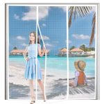Indoors Fly Screen Door 240X210CM Door Net Screen With Magnet Closures - Strengthened Edges White