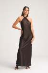 Halter Dress - Chocolate Satin - Large