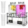 1 Gallon Glass Drink Dispensers For Parties 2PACK.BEVERAGE Dispenser Glass Drink Dispenser With Stand And Stainless Steel Spigot 100% Leakproof.lemona