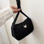 Elegant Black Shoulder Bag With Butterfly Charm - Perfect For Casual Outings