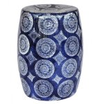Geo Ceramic Garden Stool Blue & White