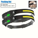 2PCS Multifunctional Cob Headlight USB Charging Strong Light Headlight Suitable For Outdoor Night Running And Fishing