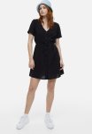 Tie-detail Button-front Dress - Black