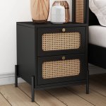 Wicker Bedside 2 Drawer Pedestal
