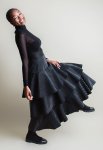 Waterfall Skirt - 46 Black Stripe Illusion