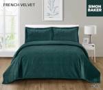 Simon Baker - French Velvet Bedspread Set - Teal Various Sizes - Queen - 250CM X 270CM Bedspread + 2 Pillowcases 50CM X 70CM