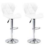 Smte 2 Pcs Modern And Stylish Diamond Padded Kitchen And Bar Stool White With Keychain