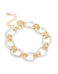 Mixed Metal Plated Oval Multi Link Chain Bracelet